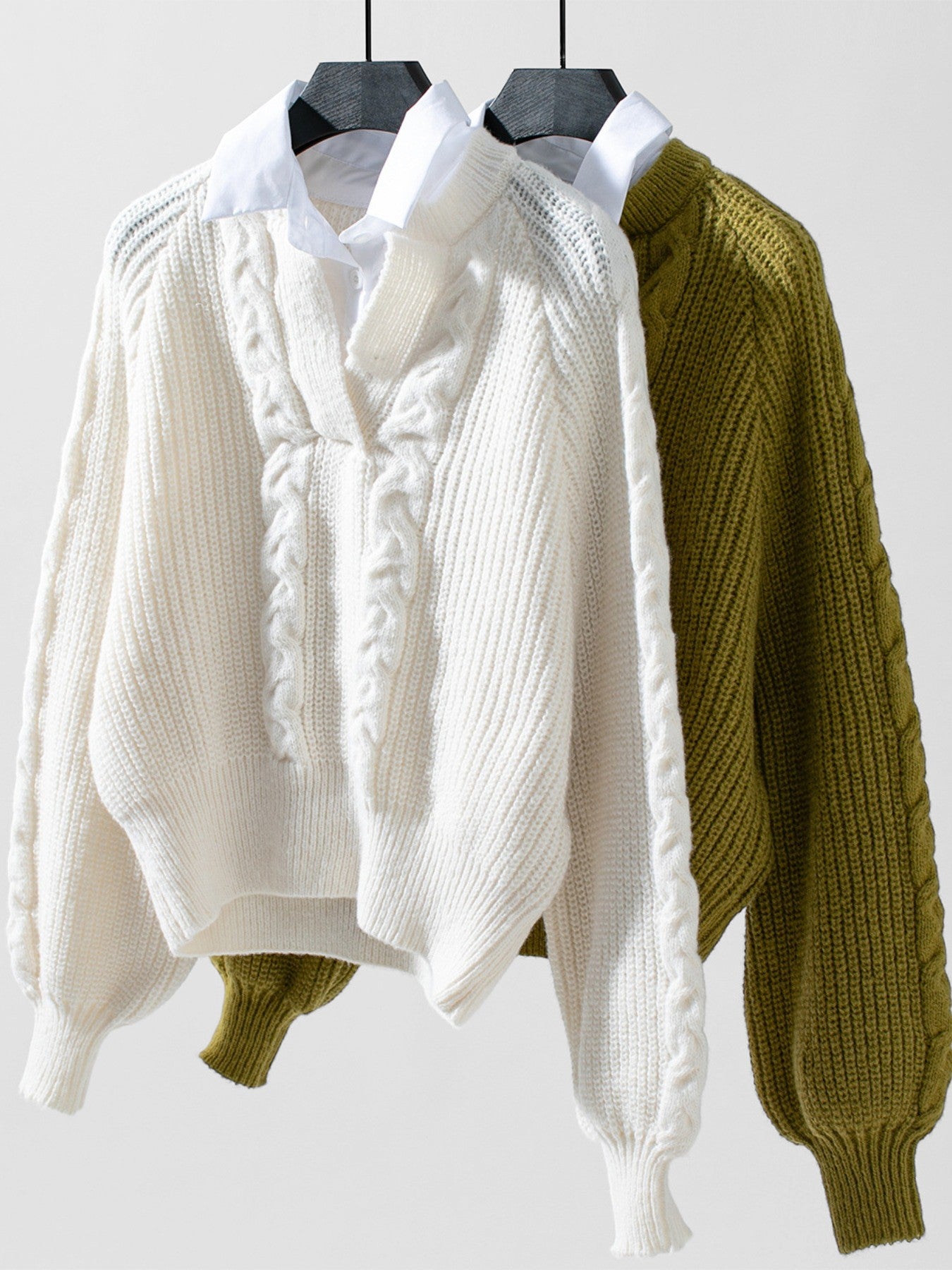 Noémi Cable Knit Long Sleeve Sweater