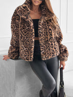 Leopard Faux Fur Cropped Jacket