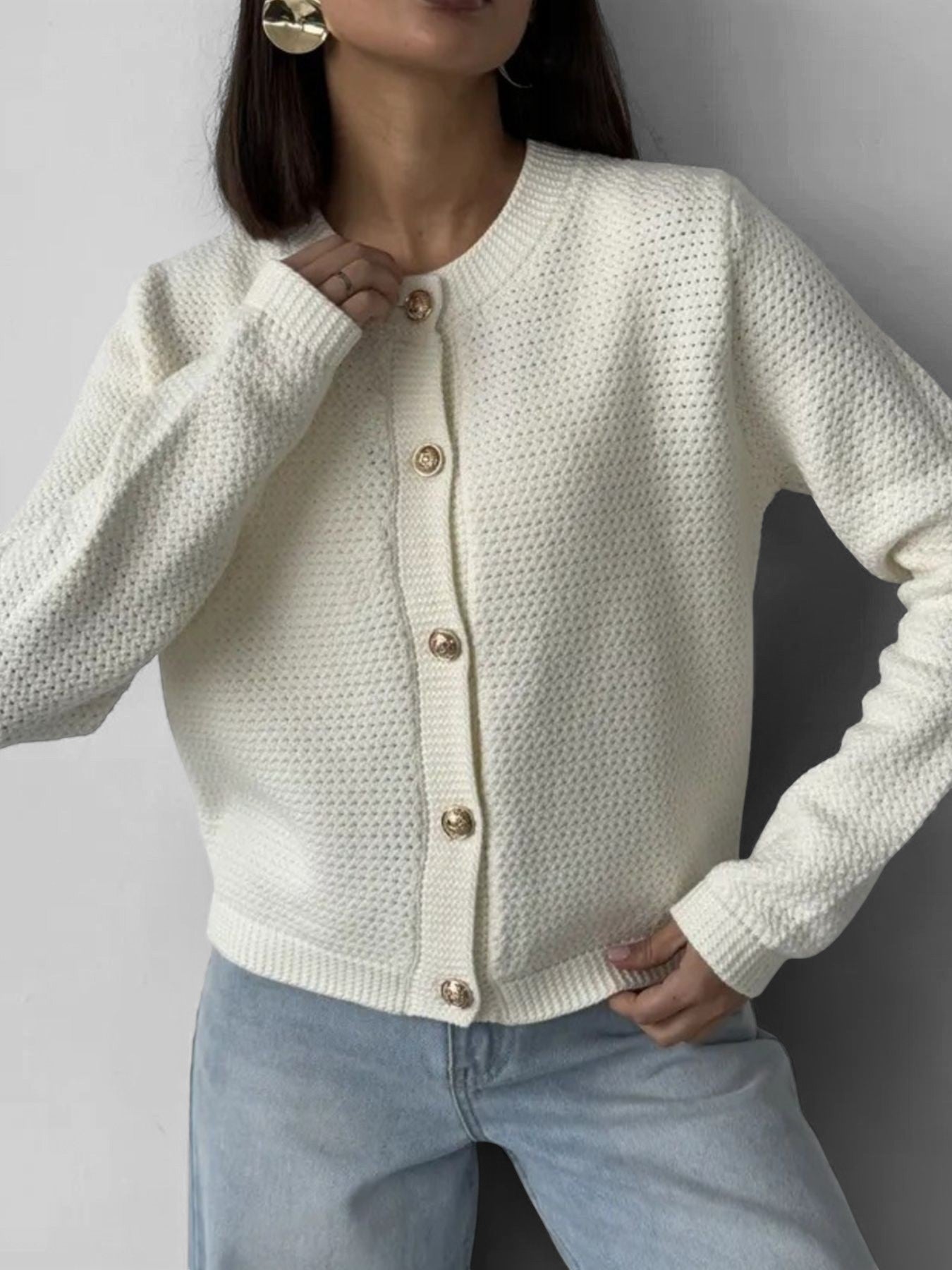 Cardigan Rosie met Goudkleurige Knopen